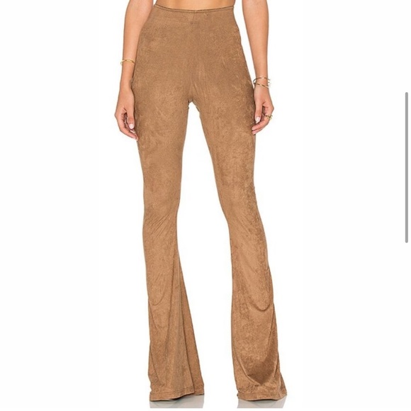 Show Me Your MuMu Pants - SMYM Show Me Your MuMu Bam Bam Bells Tan Brown Faux Suede Flare Pants Large L